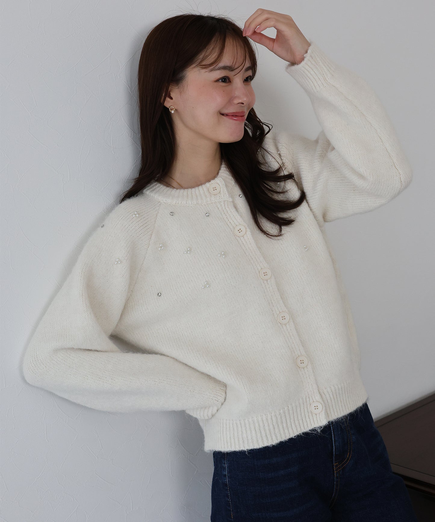 【早割5％OFF】パールビジューニットカーディガン