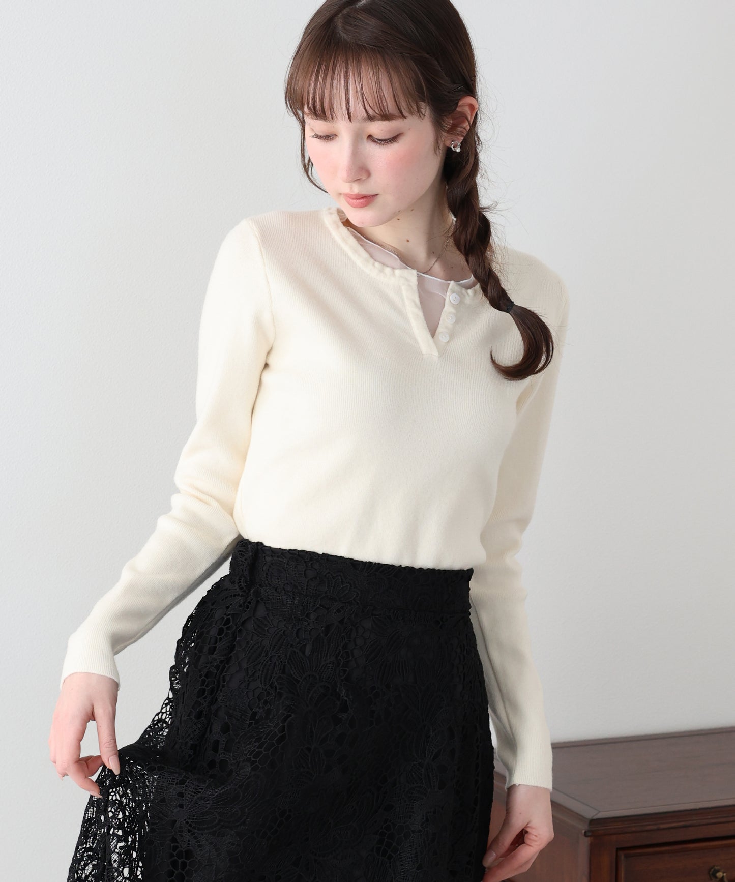 【早割5％OFF】シアードッキングヘンリーネックニット