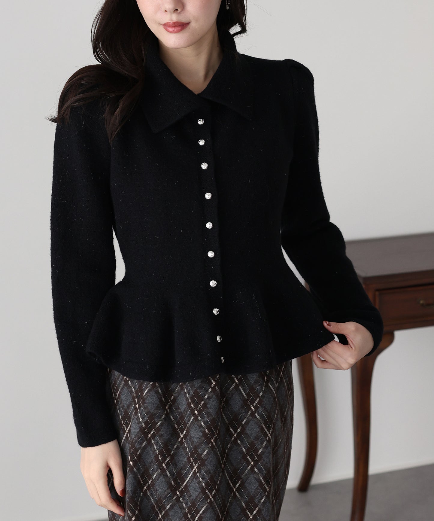 【早割5％OFF】ラメペプラムカーディガン