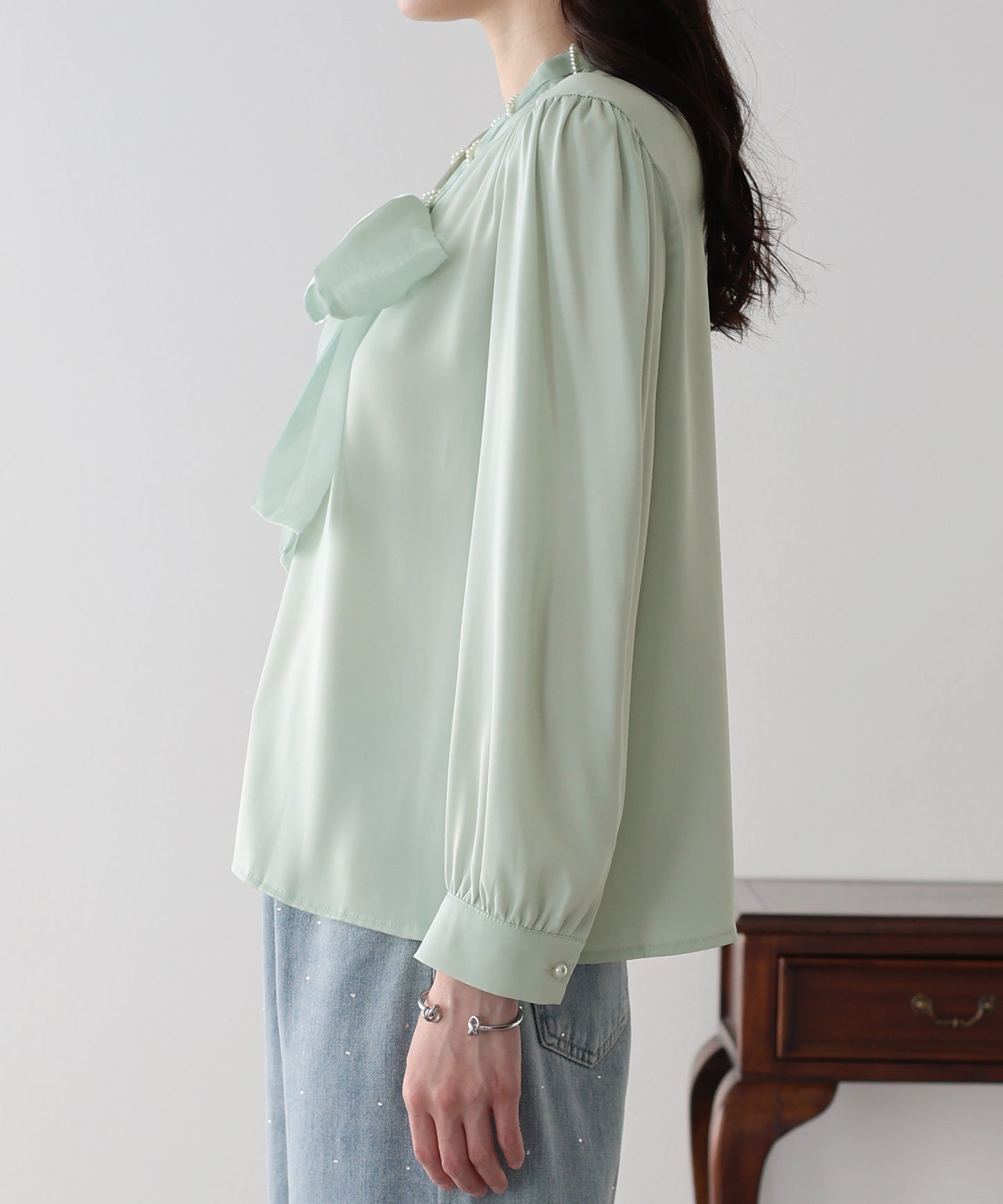 ミニパールボウタイブラウス【ネコポス】