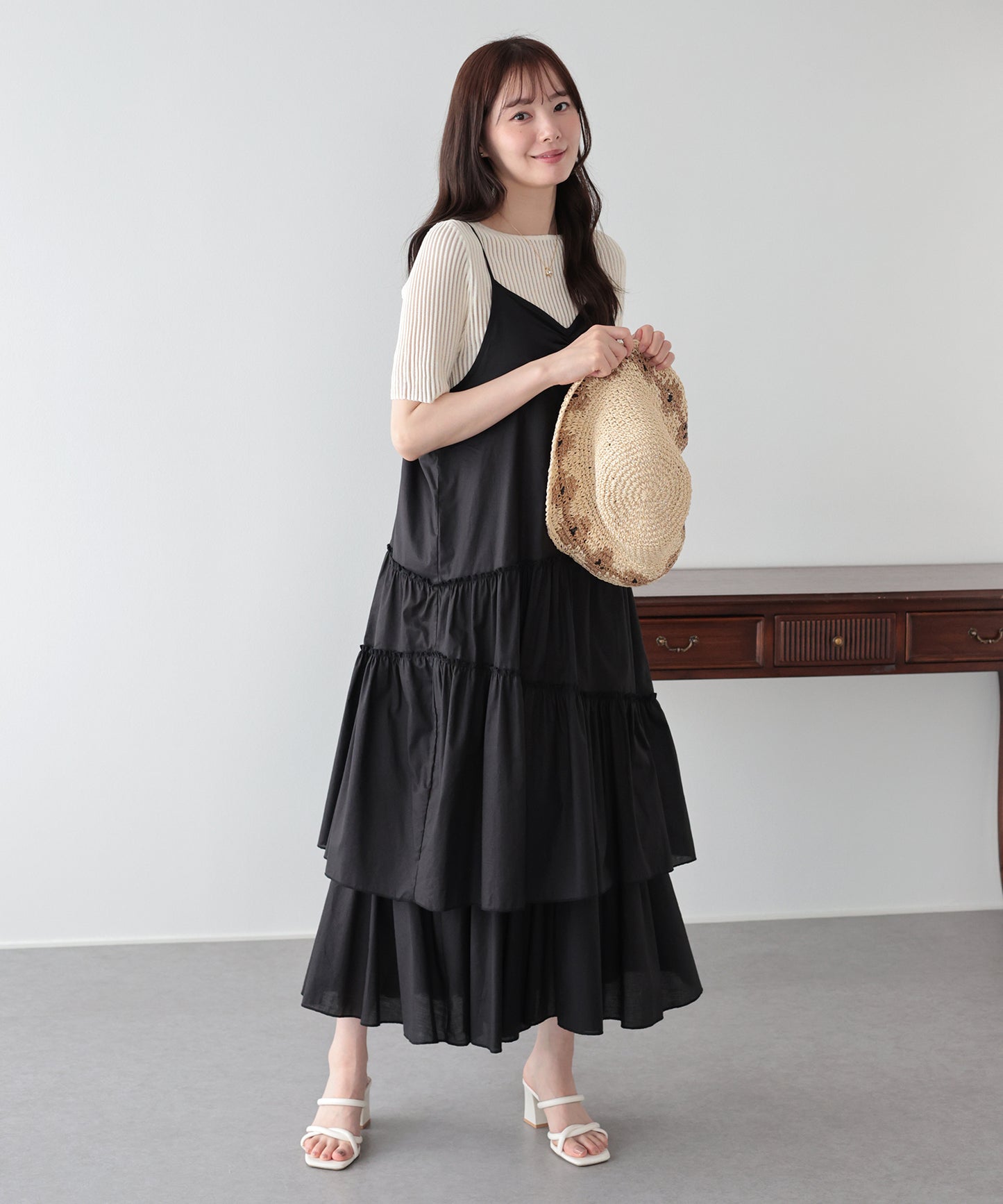 【早割5％OFF】ランダムティアードキャミワンピース