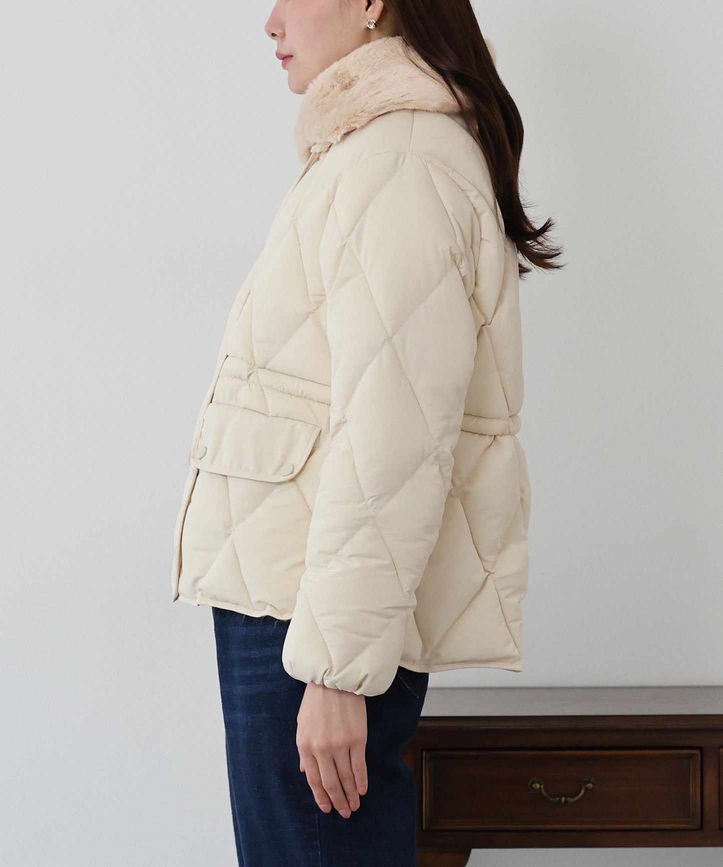 ファー襟キルティングジャケット