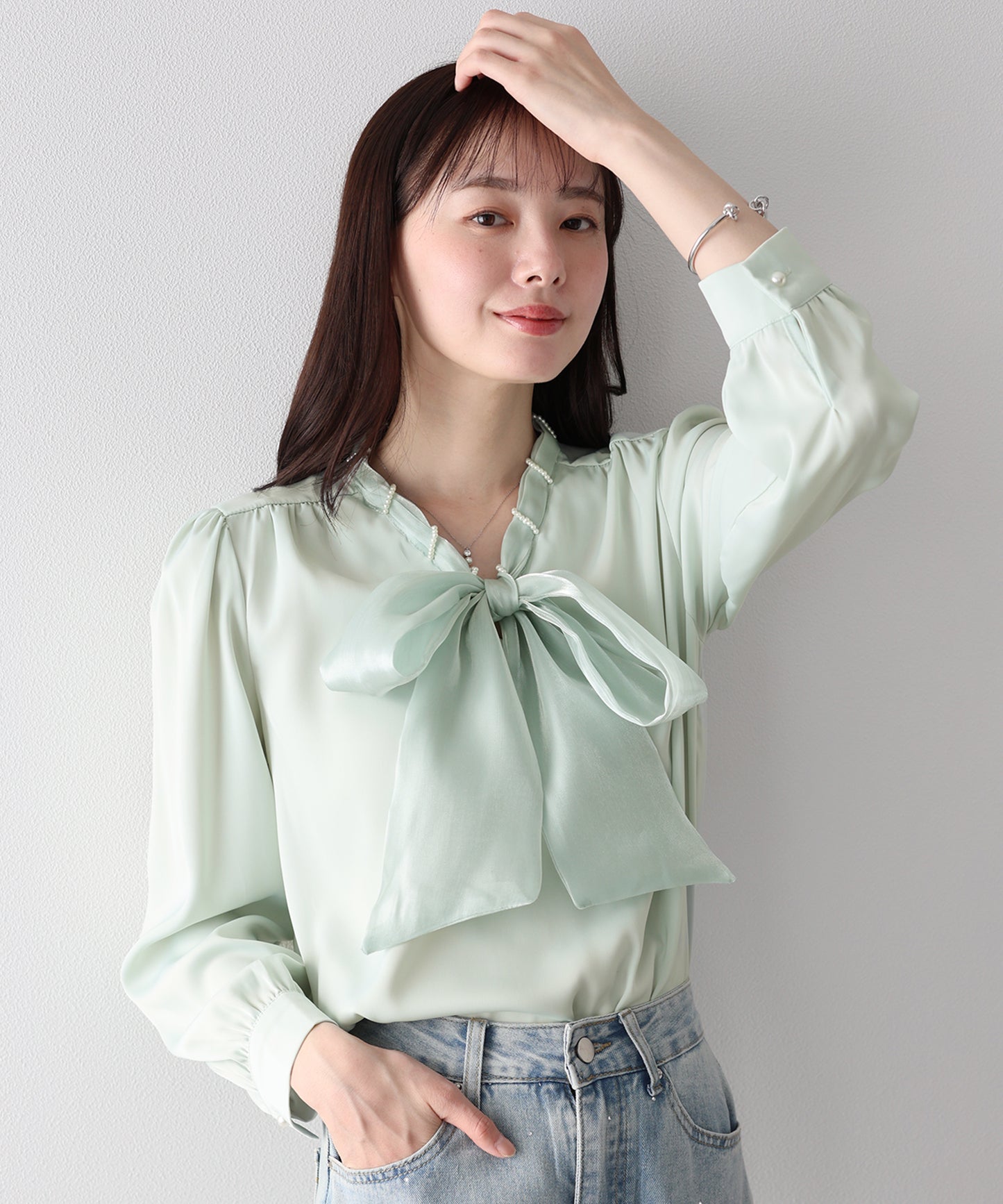 ミニパールボウタイブラウス【ネコポス】