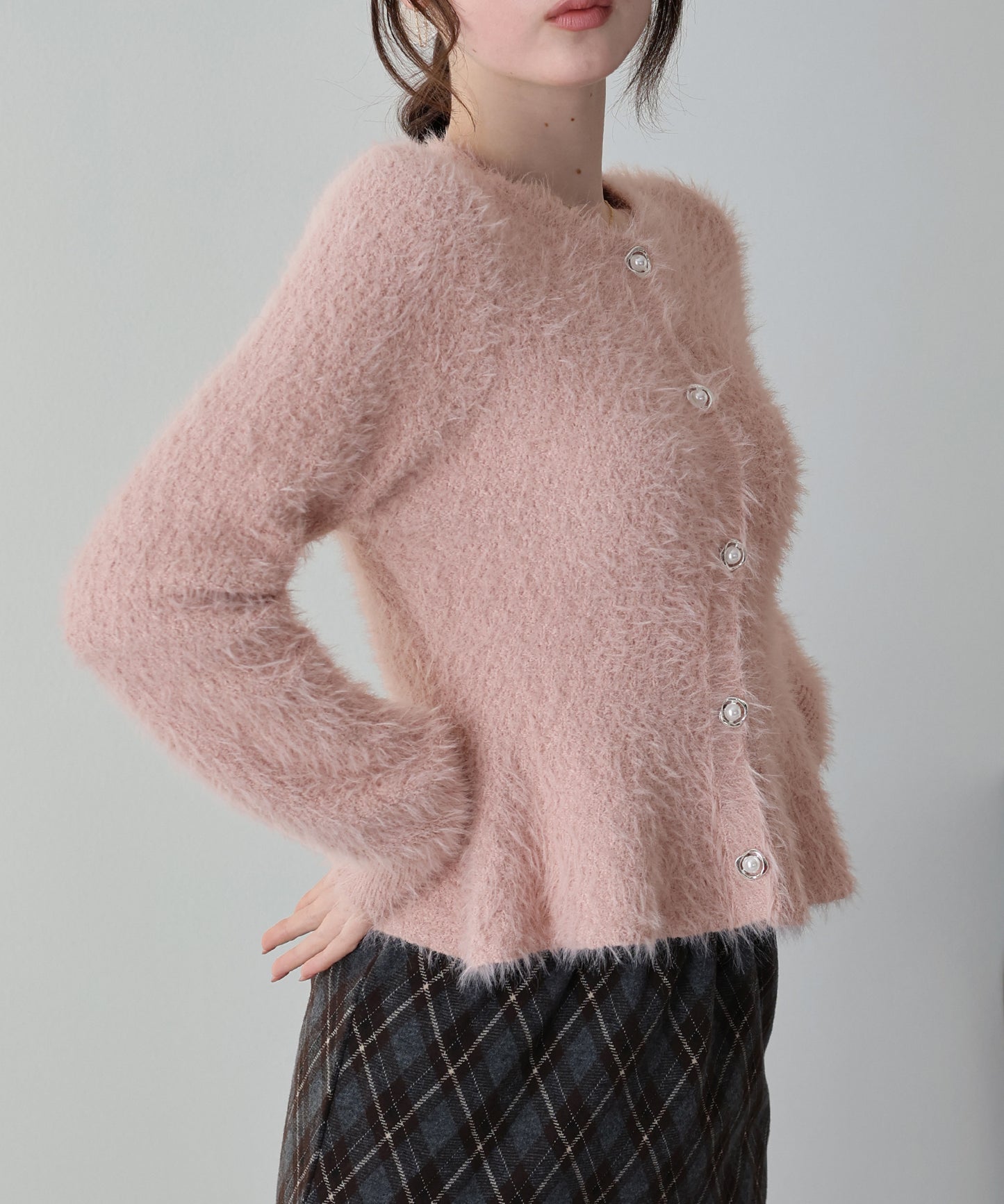 【早割5％OFF】シャギーペプラムカーディガン