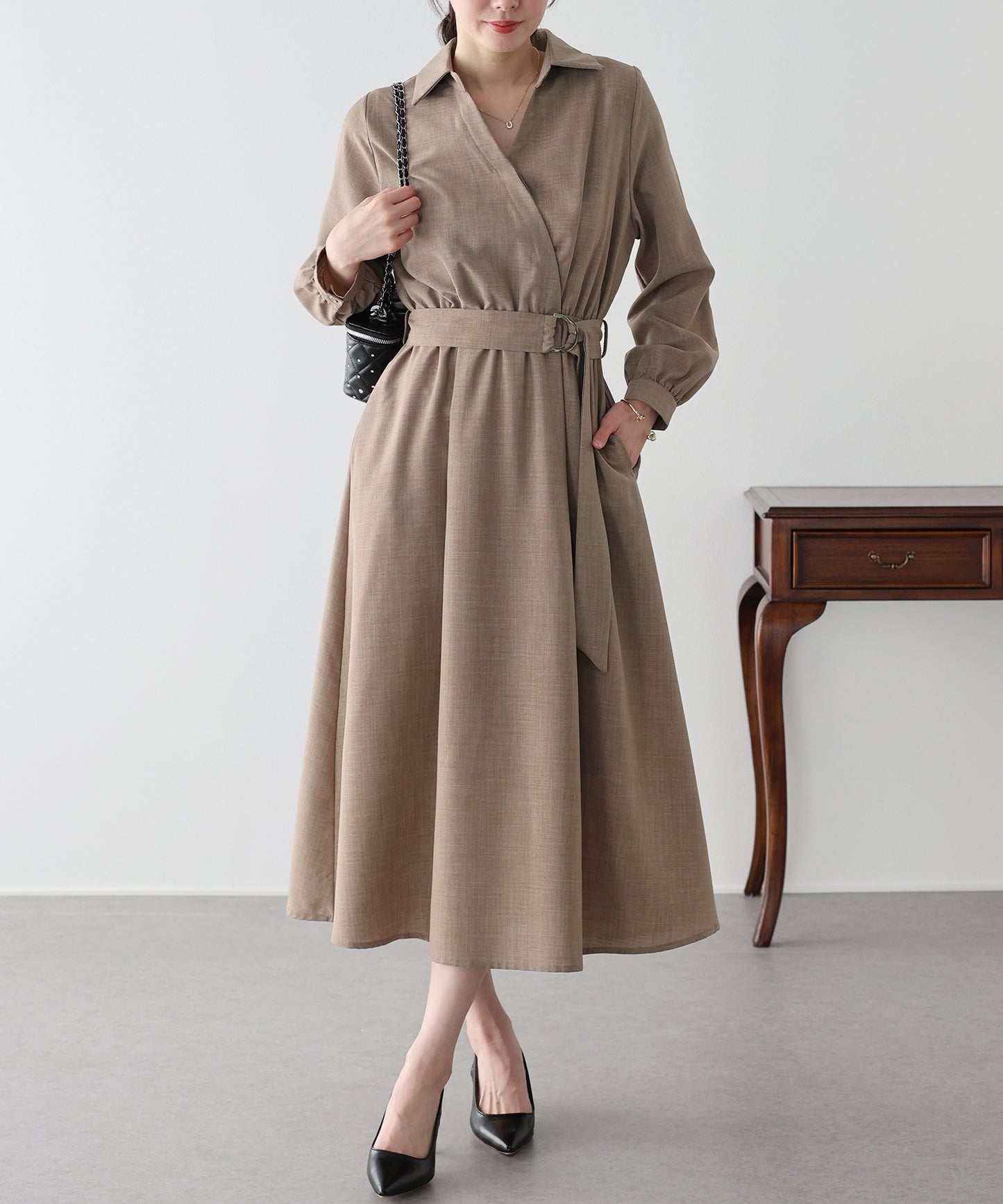 【早割5％OFF】カシュクールシャツワンピース