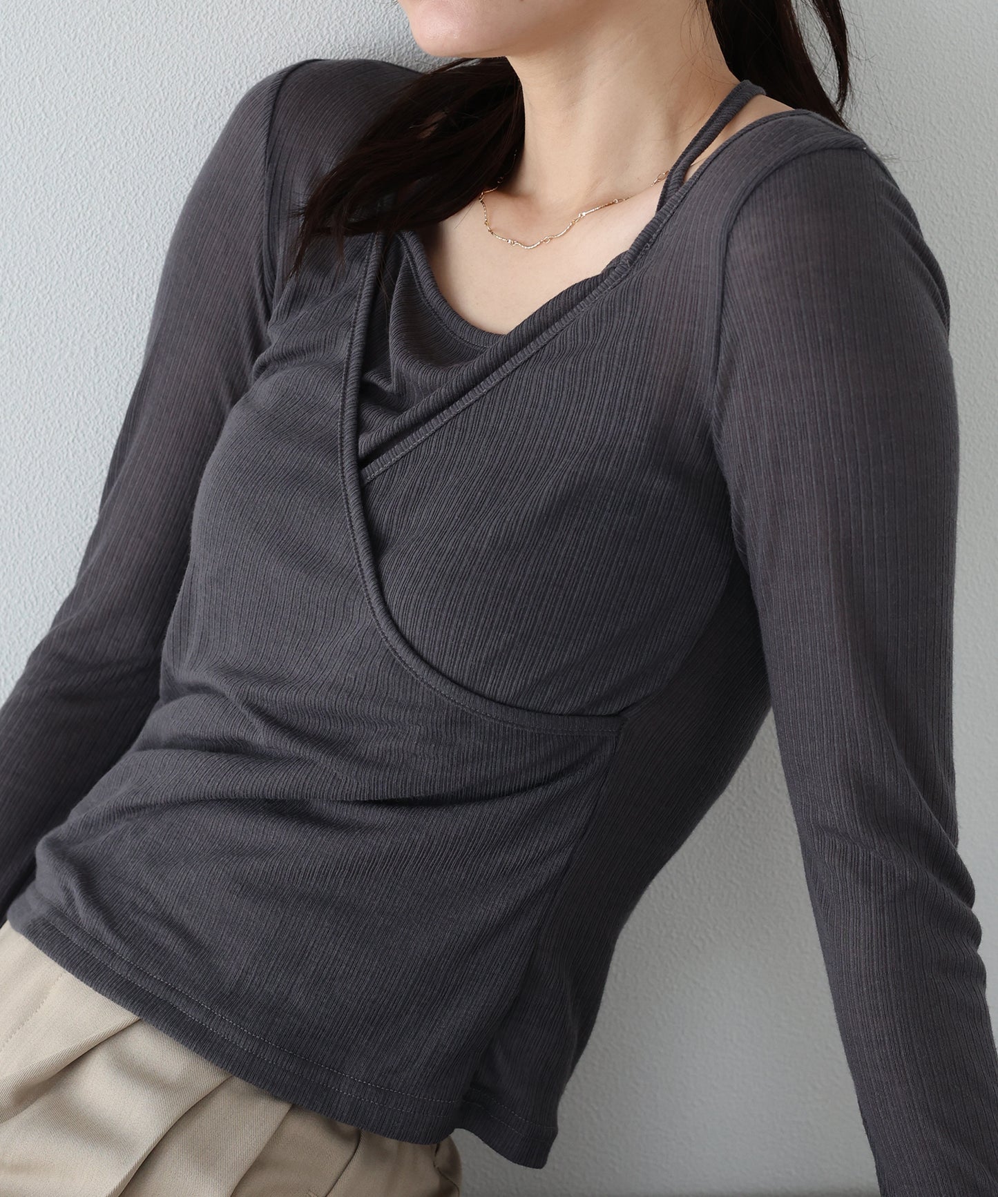 【早割5％OFF】レイヤードライクシアーカットソー【ネコポス】