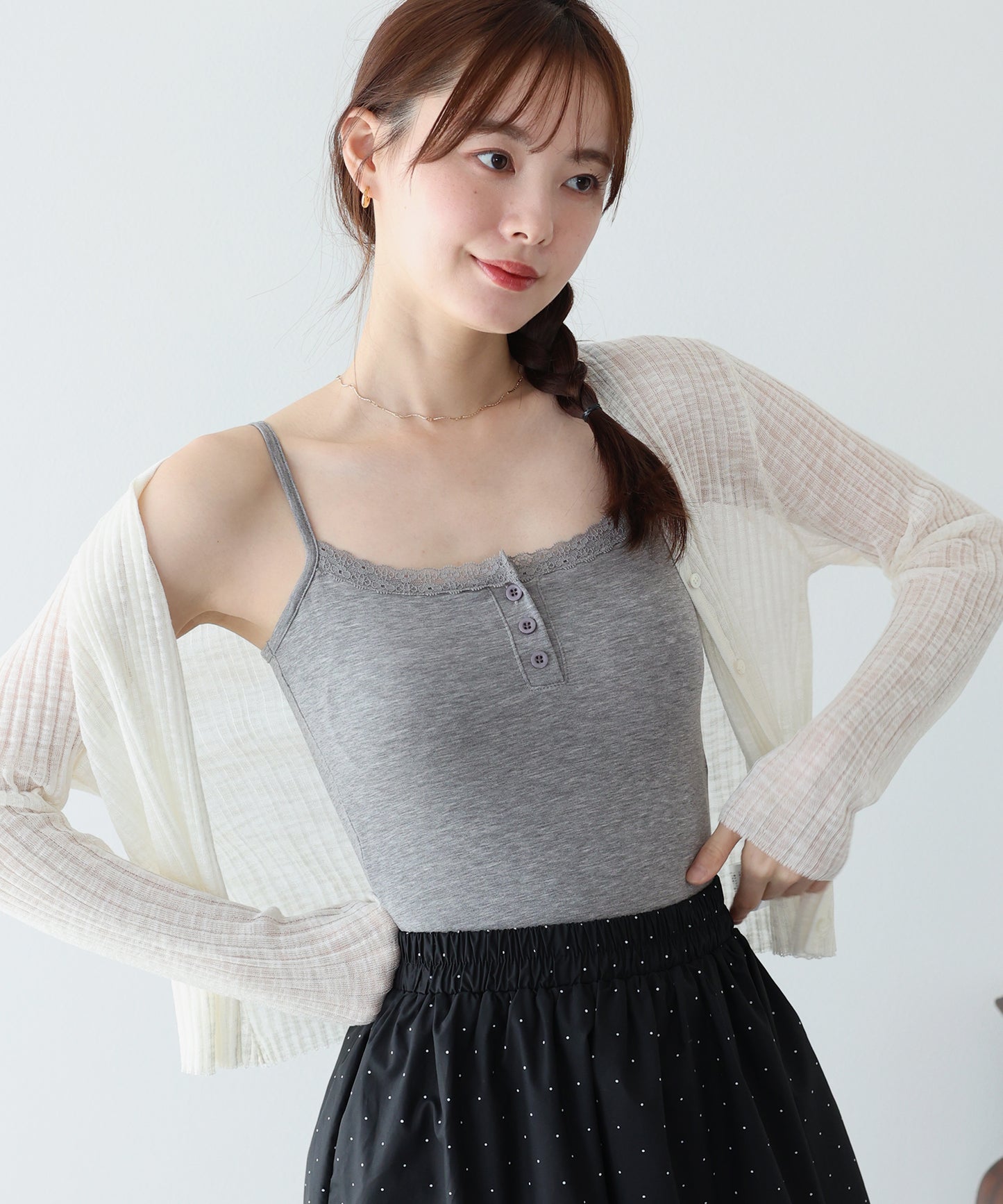 【早割5％OFF】ヘンリーネックレースキャミソール【メール便】