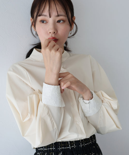 【SALE】カフス切替ボリュームスリーブシャツ【ネコポス】