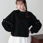 【早割5％OFF】ギャザースリーブパールスウェット