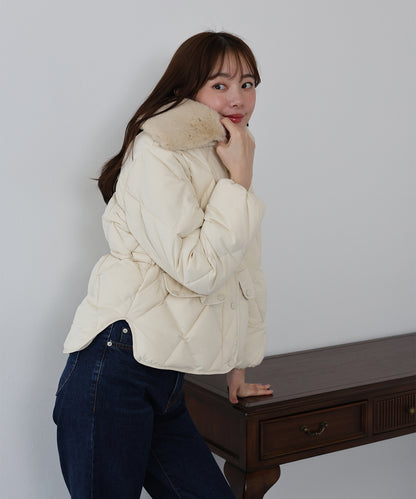 【早割5％OFF】ファー襟キルティングジャケット
