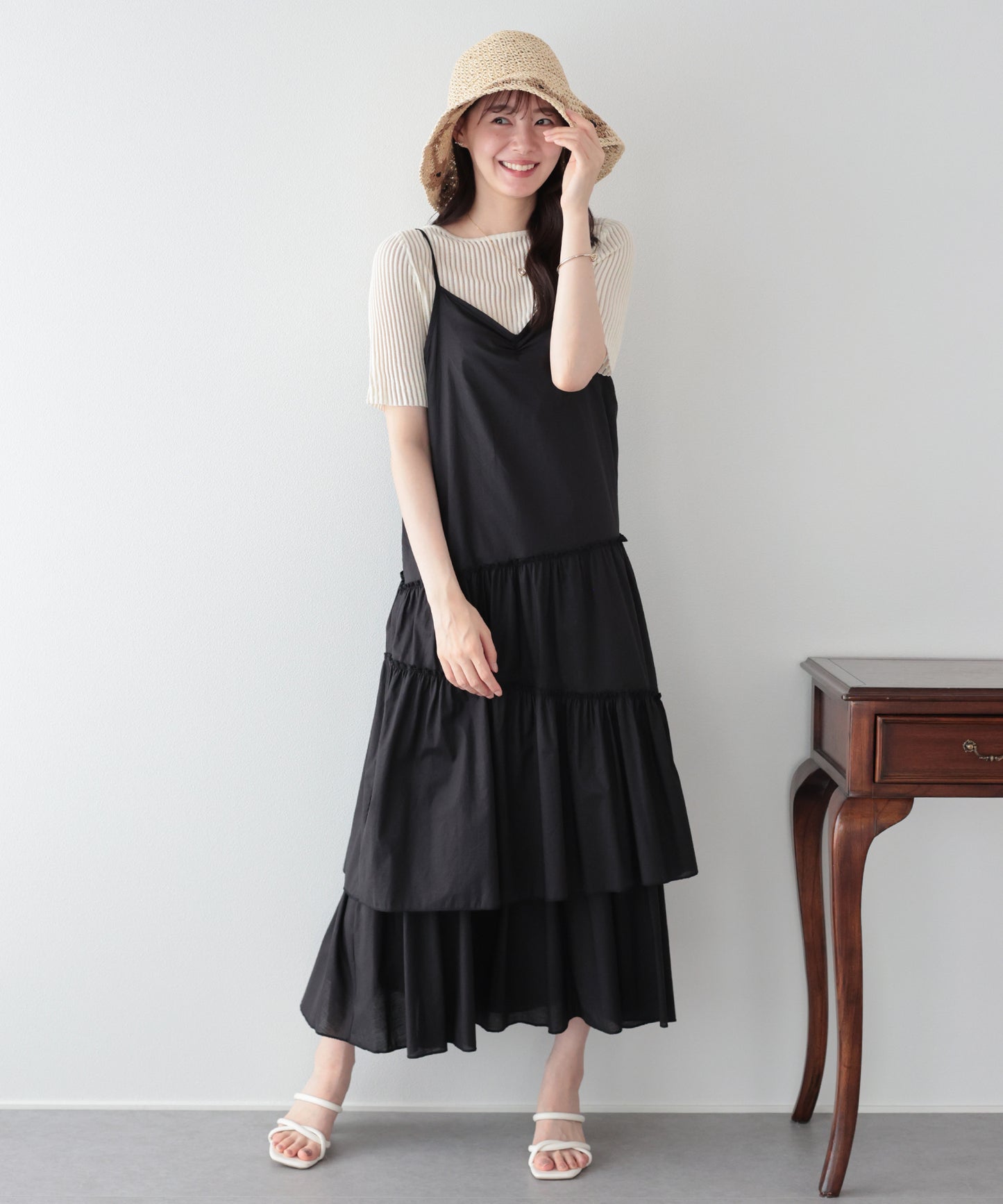 【早割5％OFF】ランダムティアードキャミワンピース