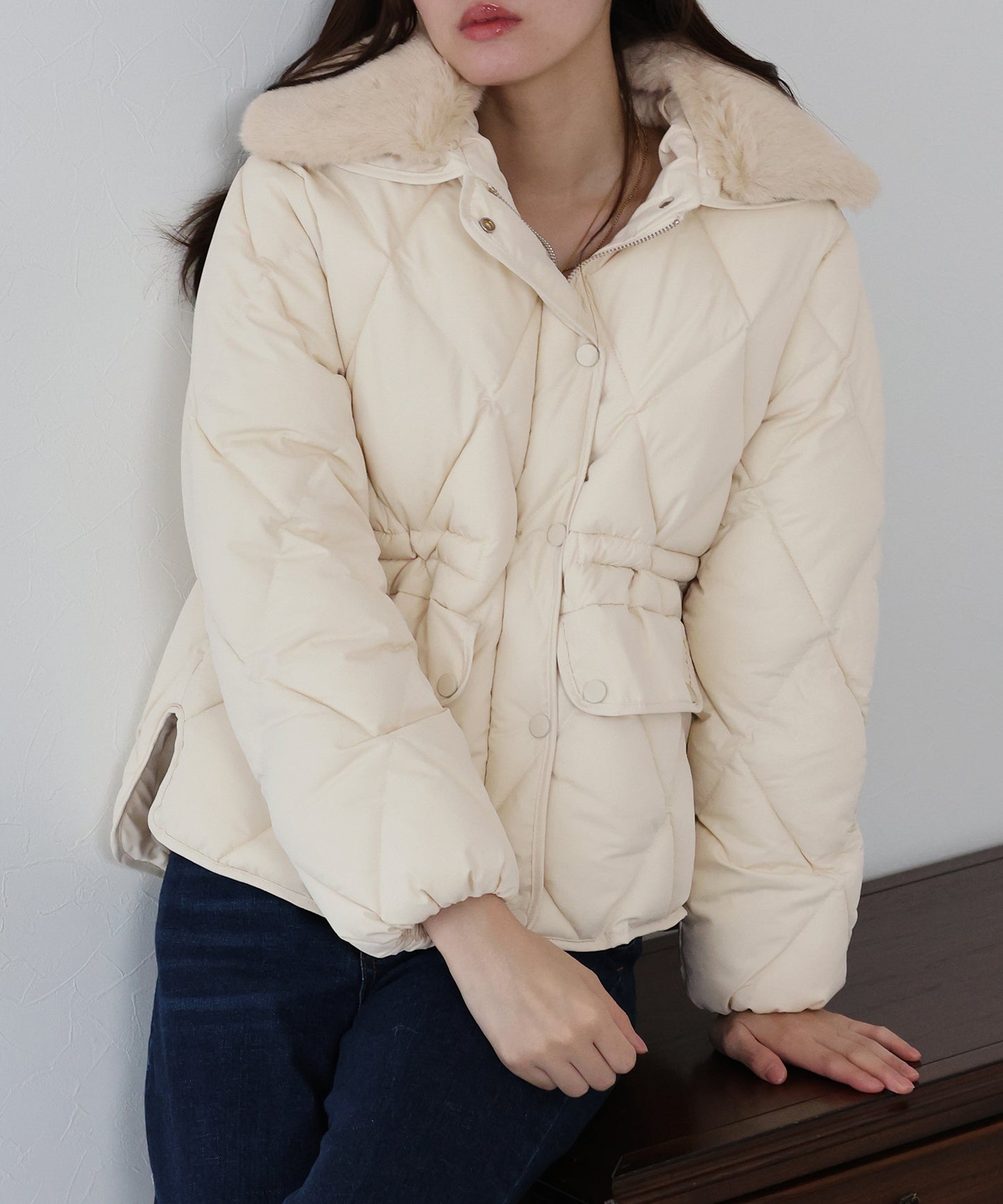 ファー襟キルティングジャケット