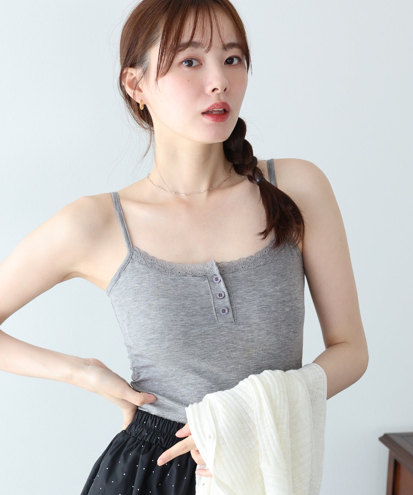 【早割5％OFF】ヘンリーネックレースキャミソール【メール便】