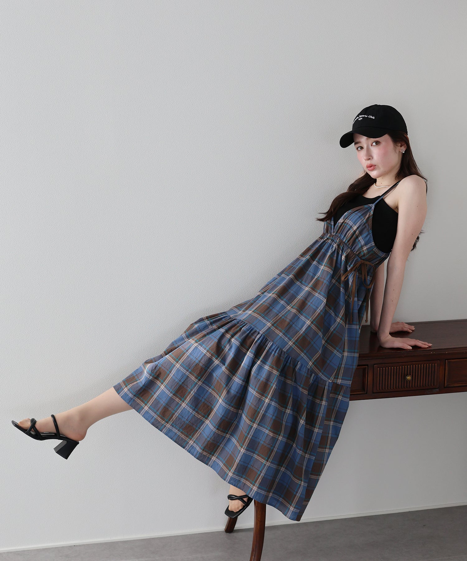 チェック柄サイドリボンキャミワンピース – BLUE ONLINE