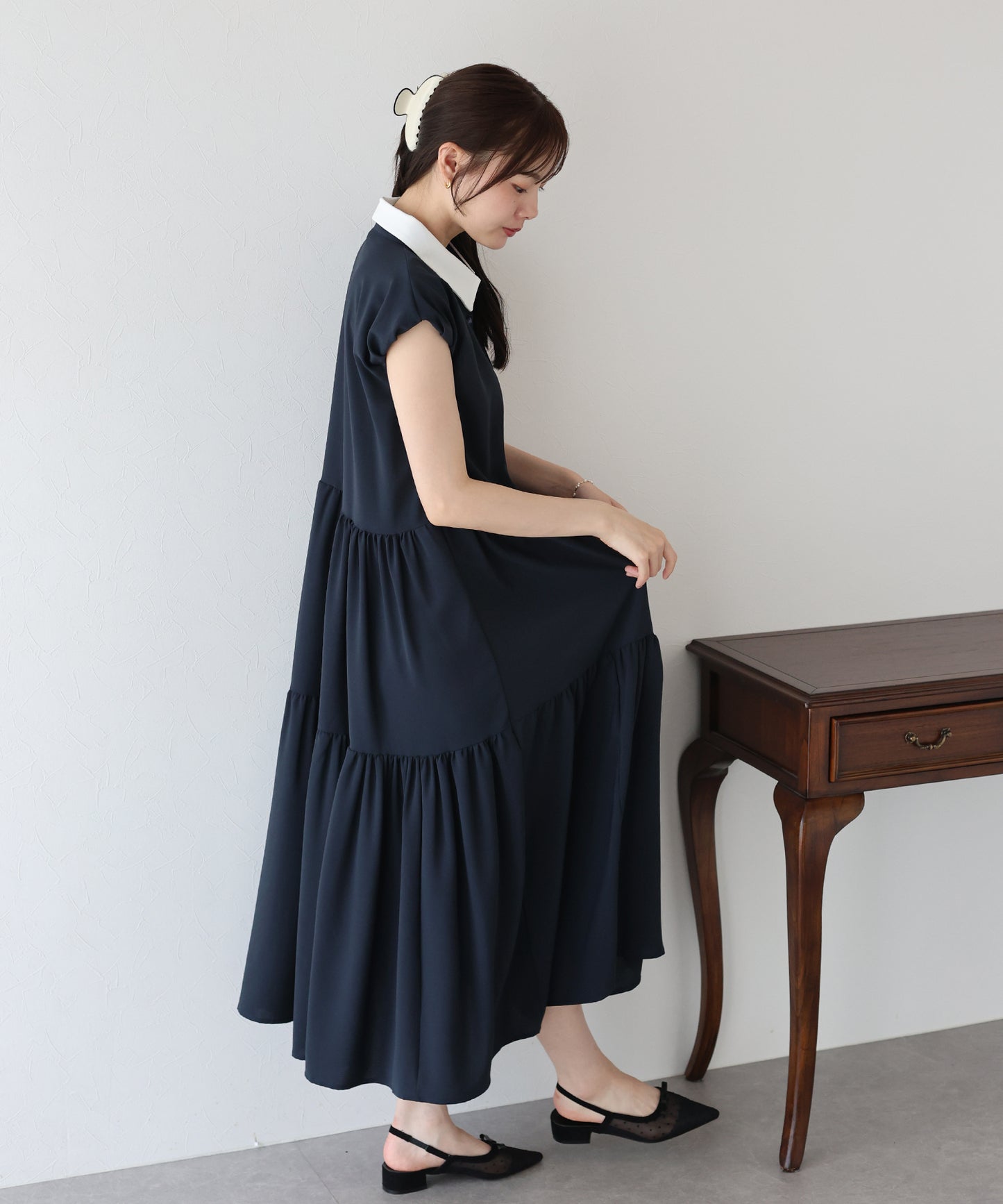 【TIME SALE】衿付きティアードワンピース
