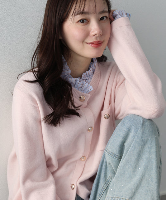 フリルシャツ襟カーディガン