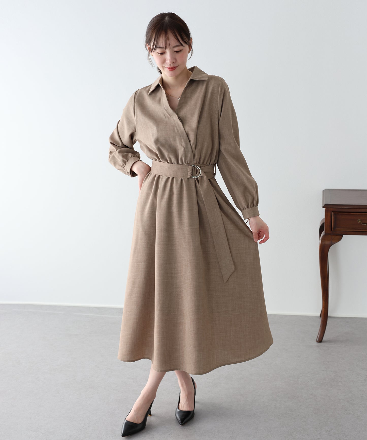 【早割5％OFF】カシュクールシャツワンピース