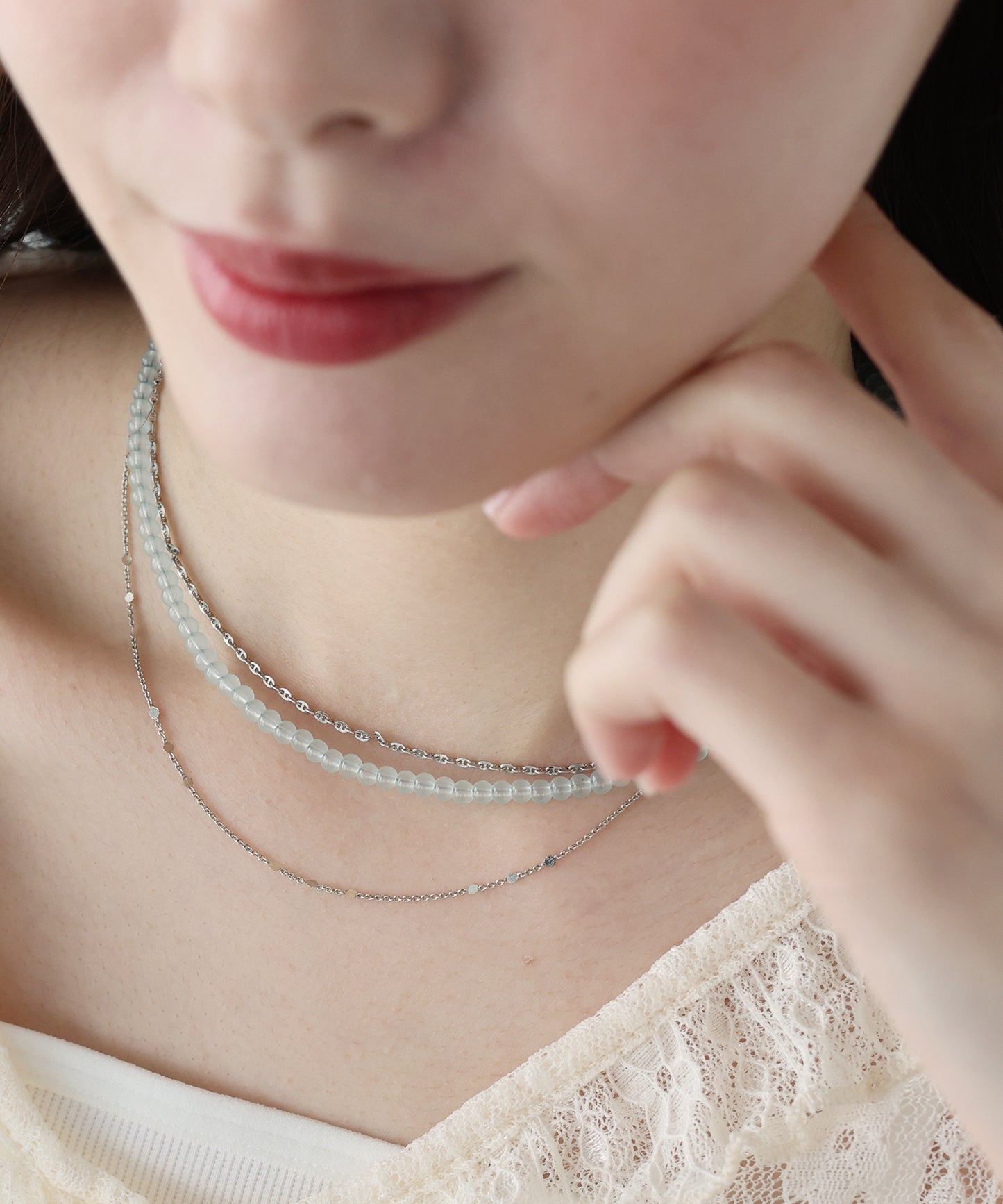 【早割5％OFF】クリアカラービーズネックレス【ネコポス】