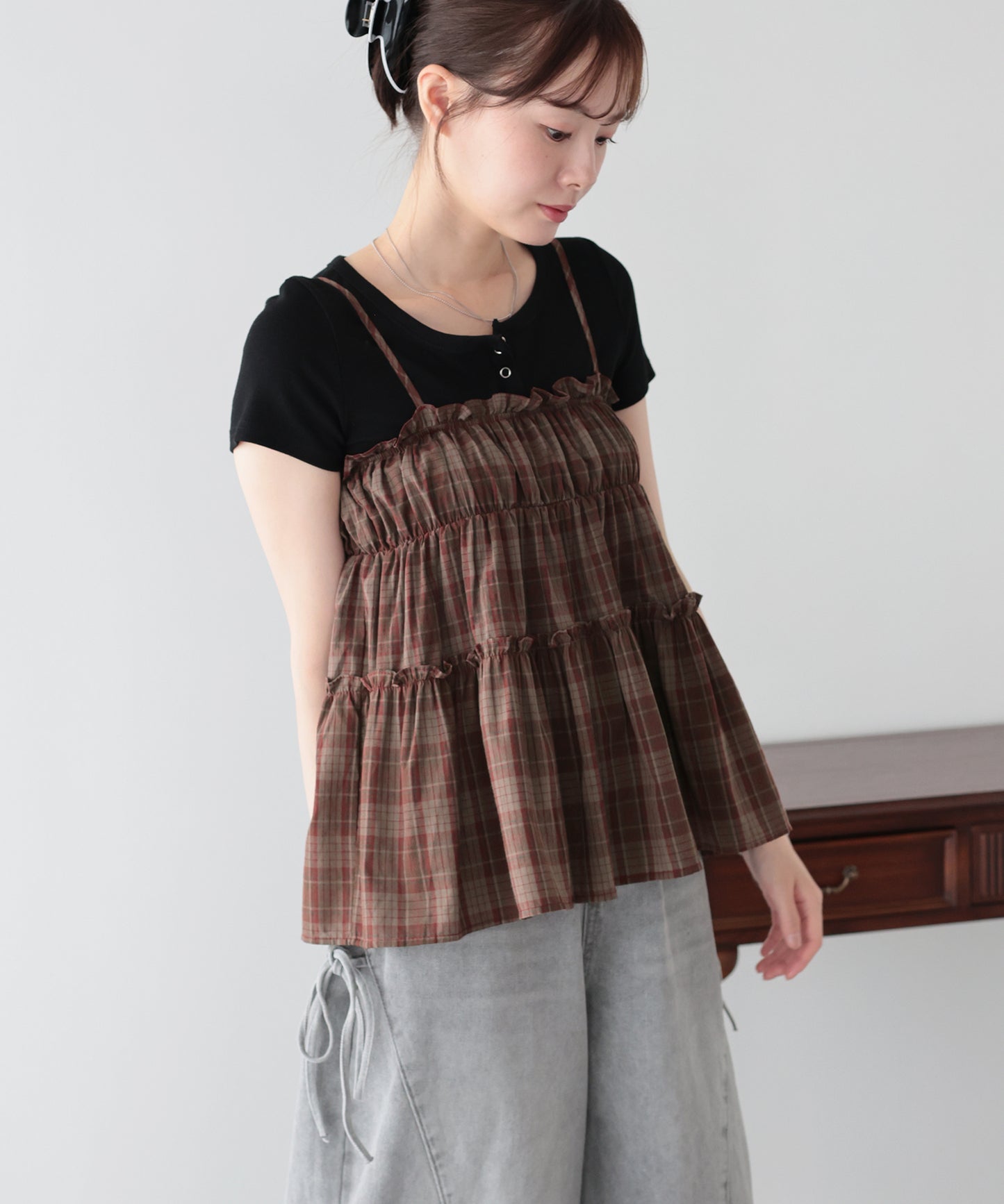 【早割5％OFF】チェックキャミソール【メール便】