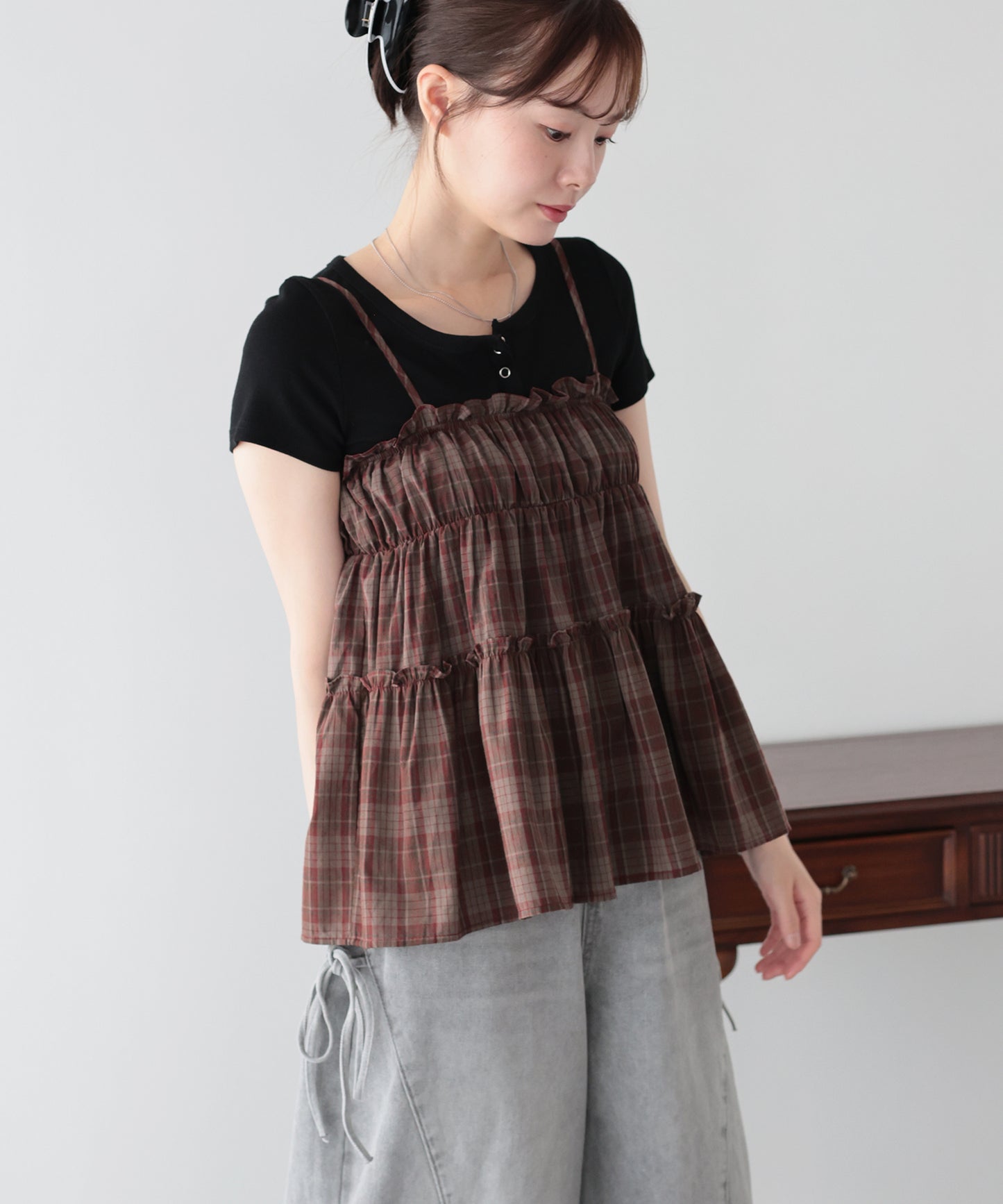 【早割5％OFF】チェックキャミソール【メール便】