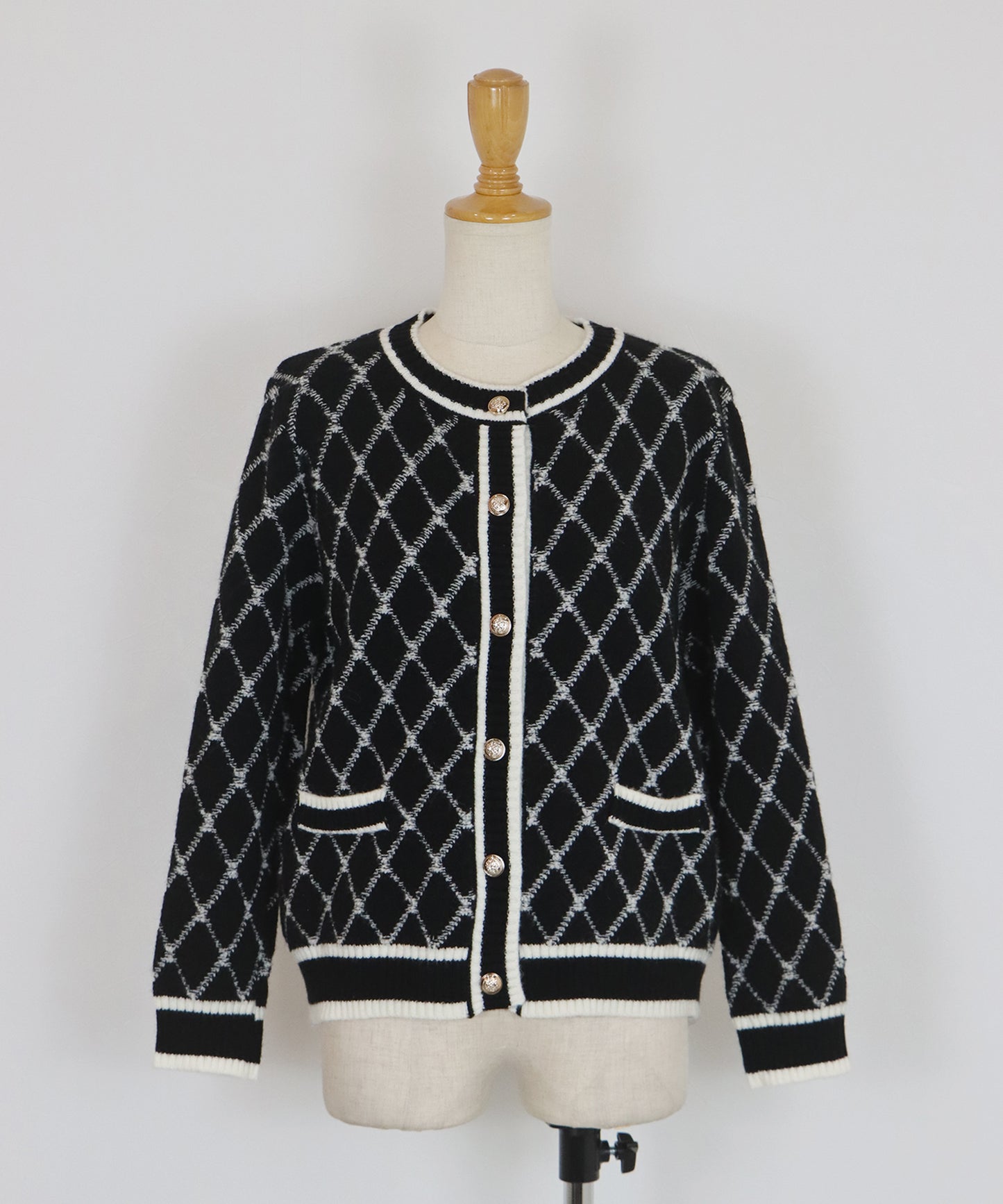 スクエアジャガードカーディガン