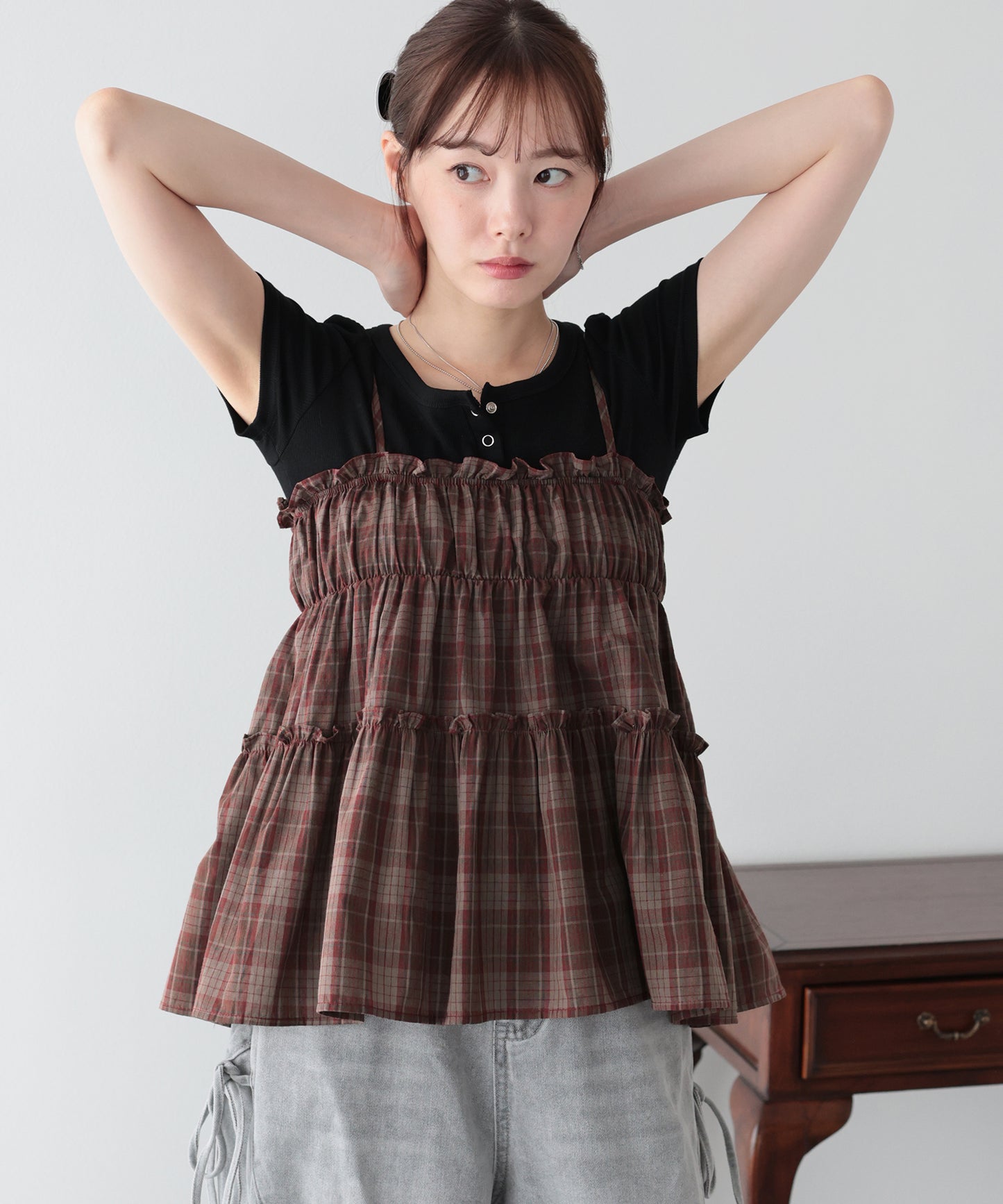 【早割5％OFF】チェックキャミソール【メール便】