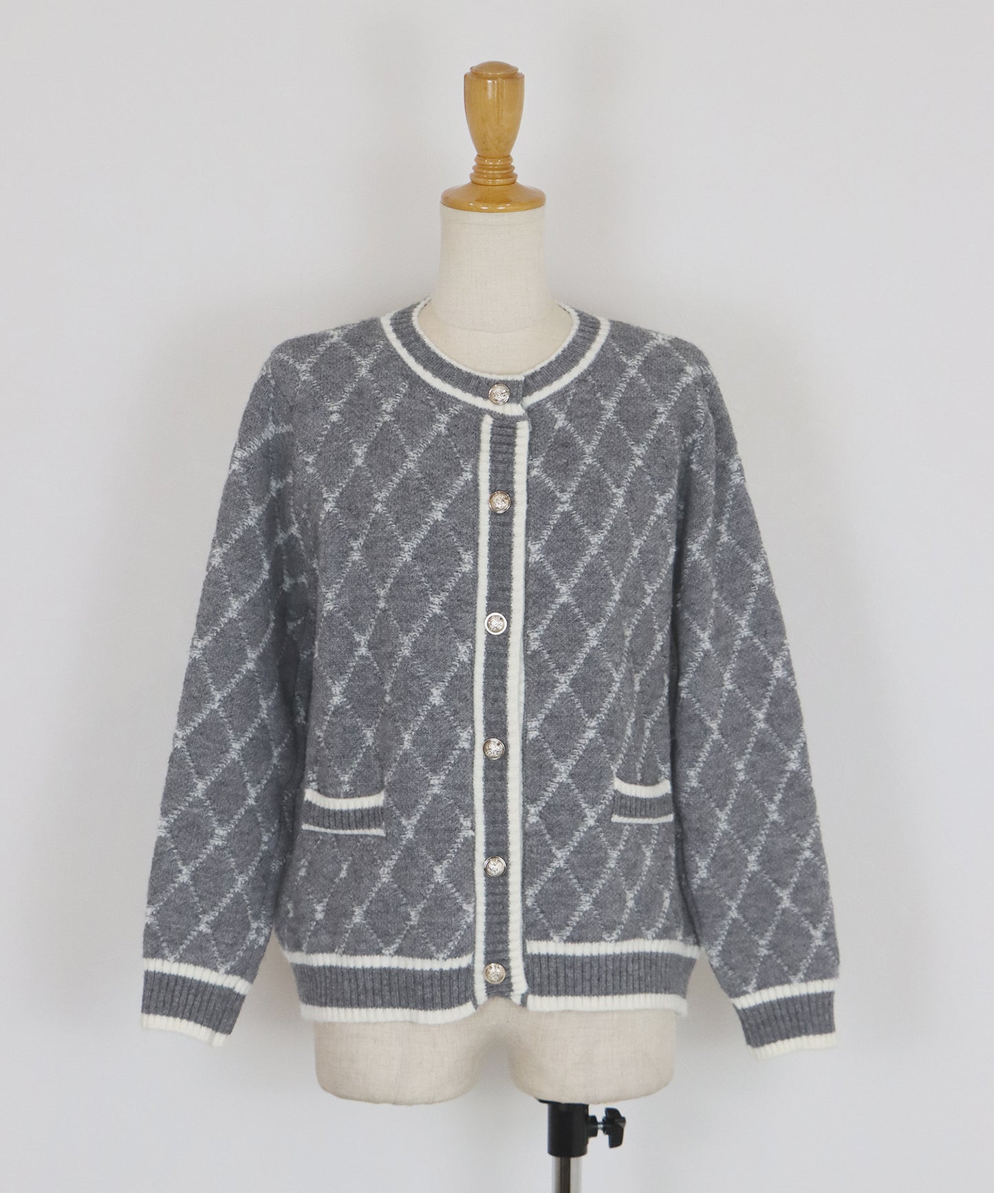 スクエアジャガードカーディガン