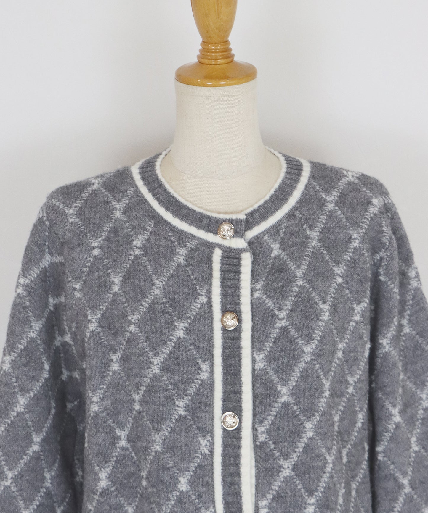 スクエアジャガードカーディガン