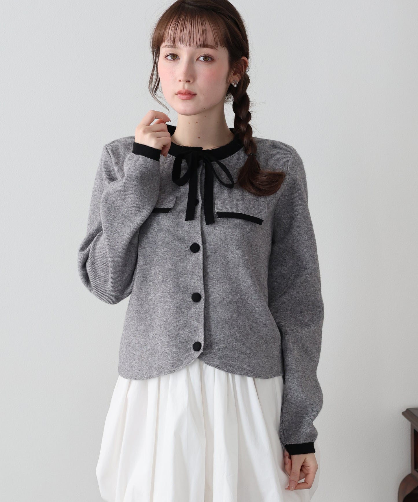 【早割5％OFF】配色リボンカーディガン