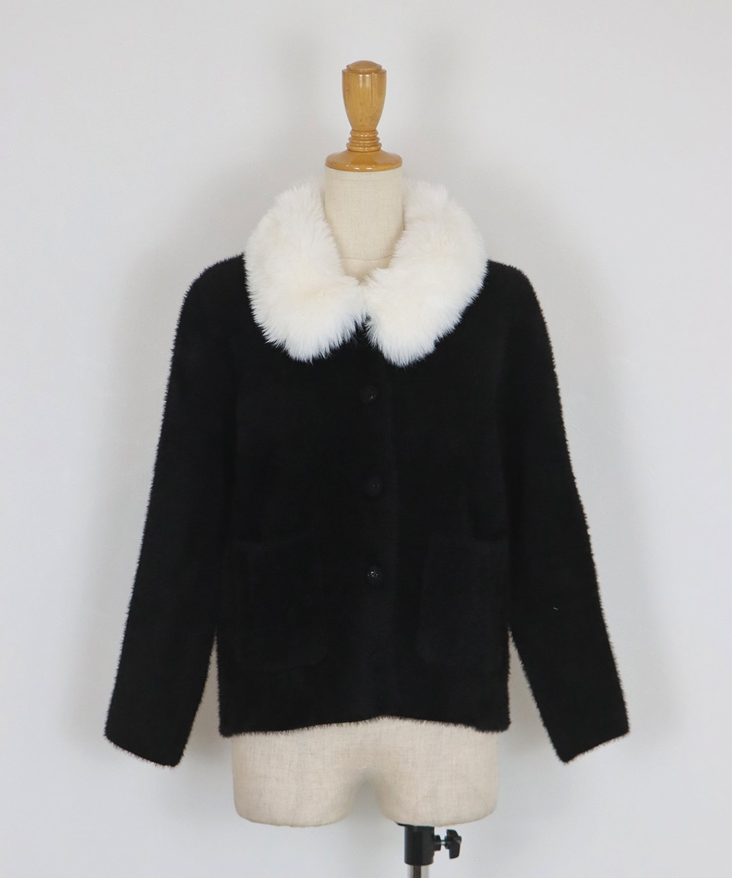 【早割5％OFF】ファー襟ニットジャケット