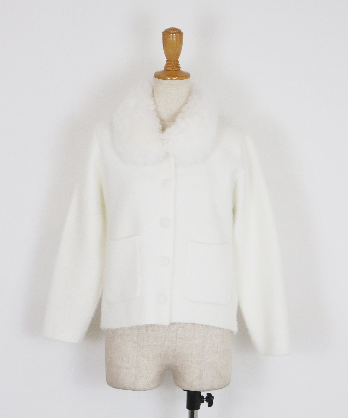 【早割5％OFF】ファー襟ニットジャケット