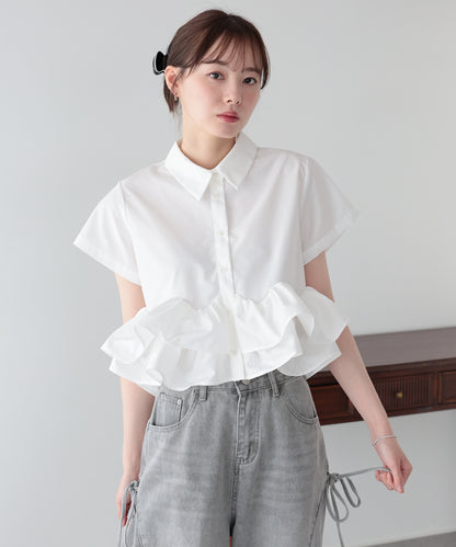 【早割5％OFF】フリルヘムブラウス【メール便】