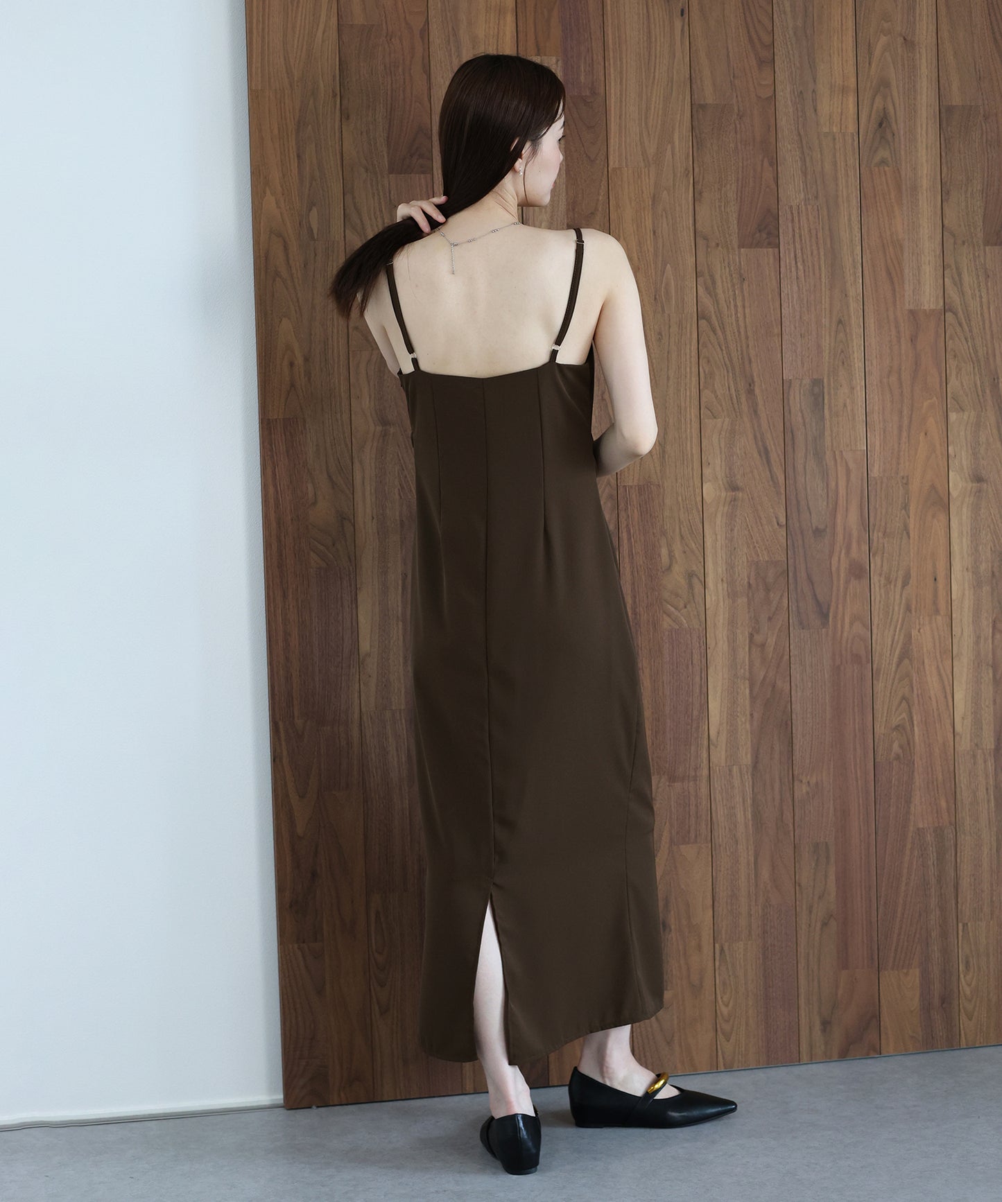 【早割5％OFF】レースドレープキャミワンピース