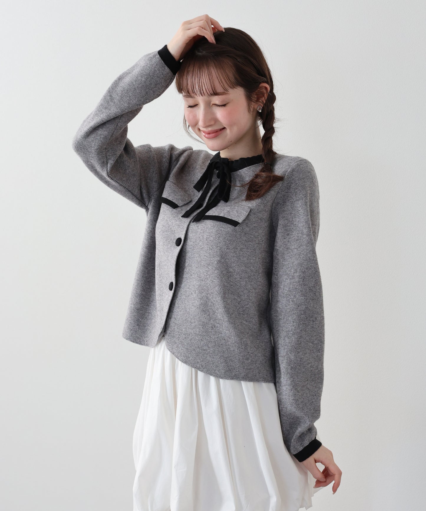 【早割5％OFF】配色リボンカーディガン