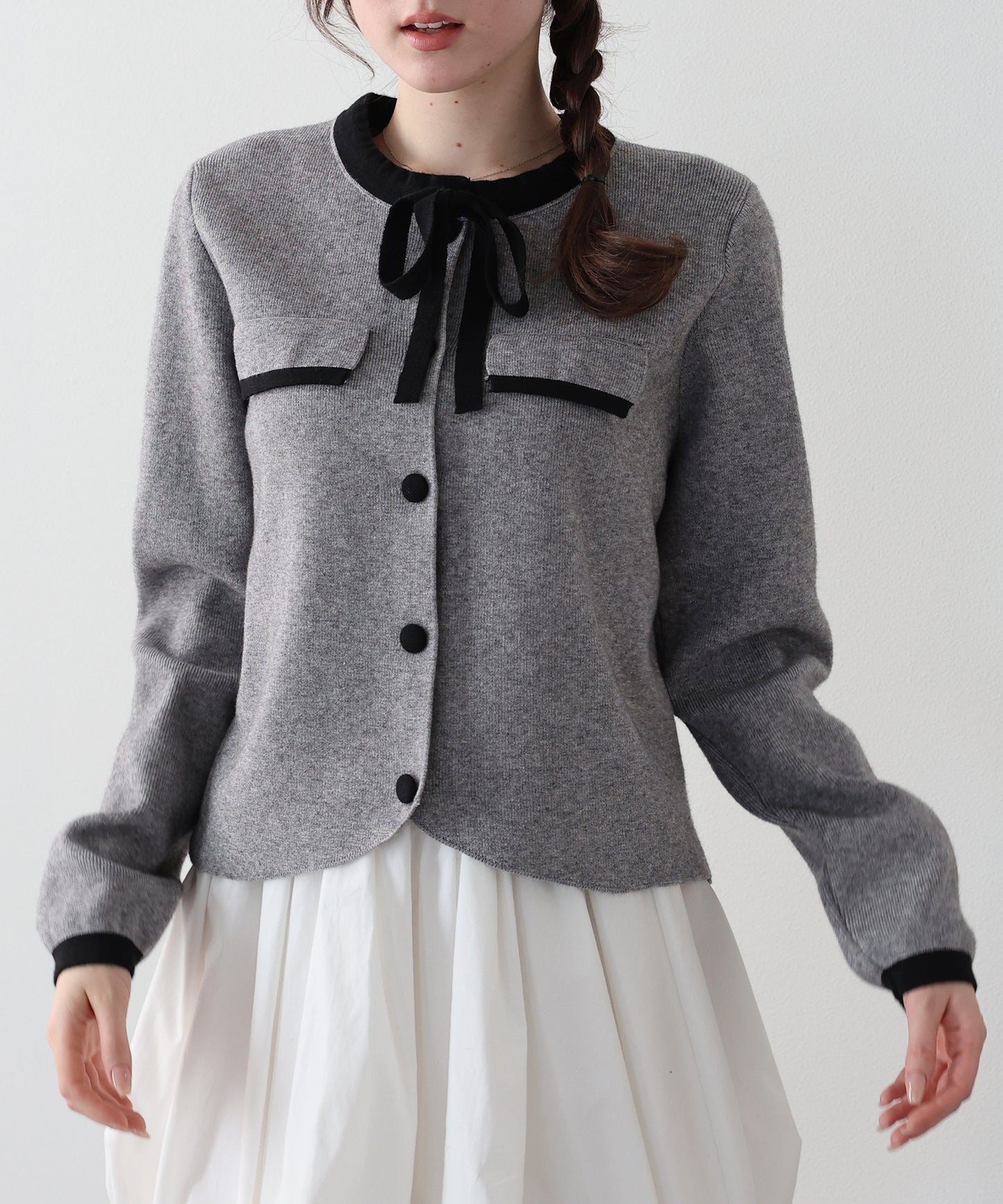【早割5％OFF】配色リボンカーディガン