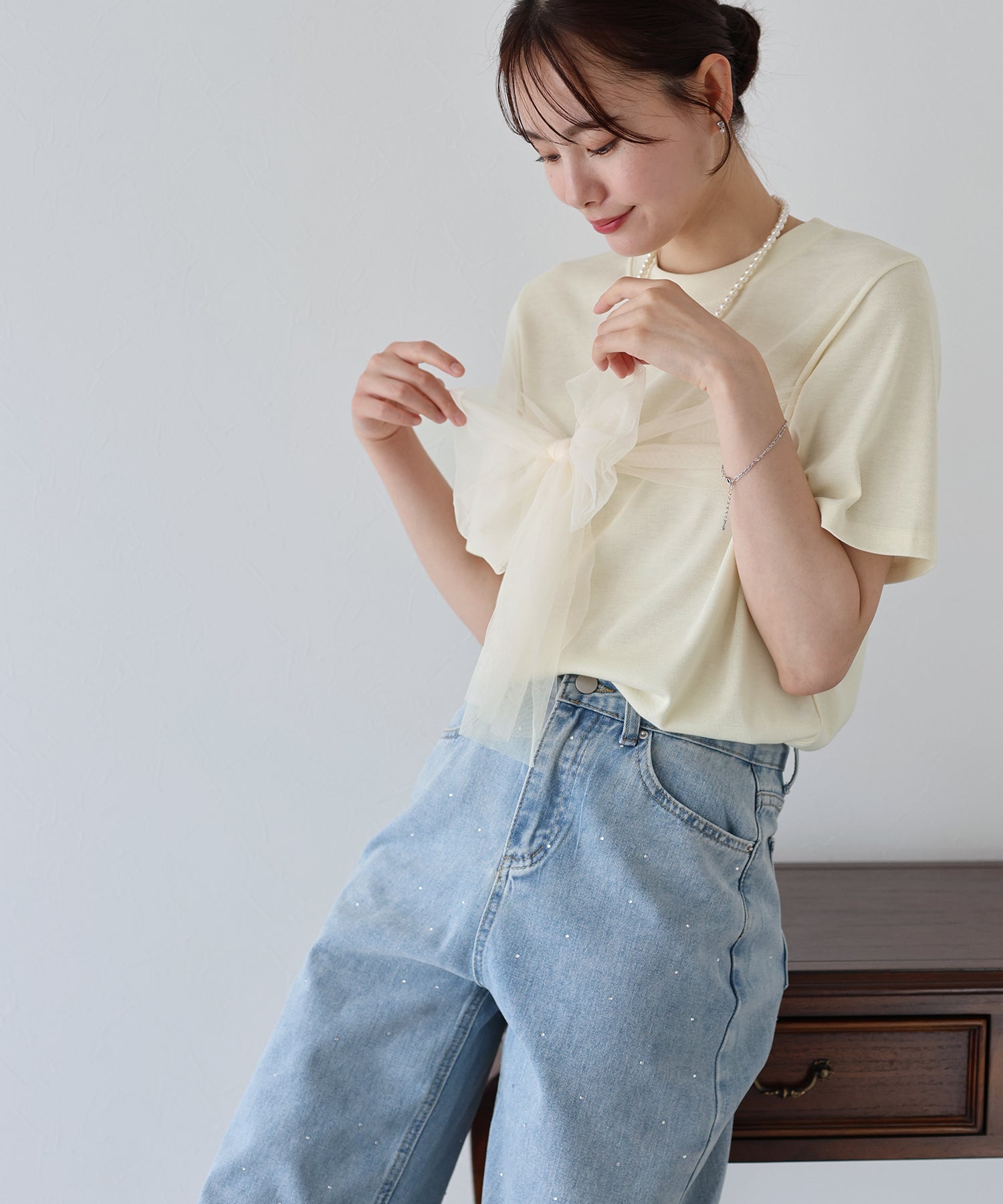 TIME SALE】チュールビッグリボンTシャツ【ネコポス】 – BLUE ONLINE