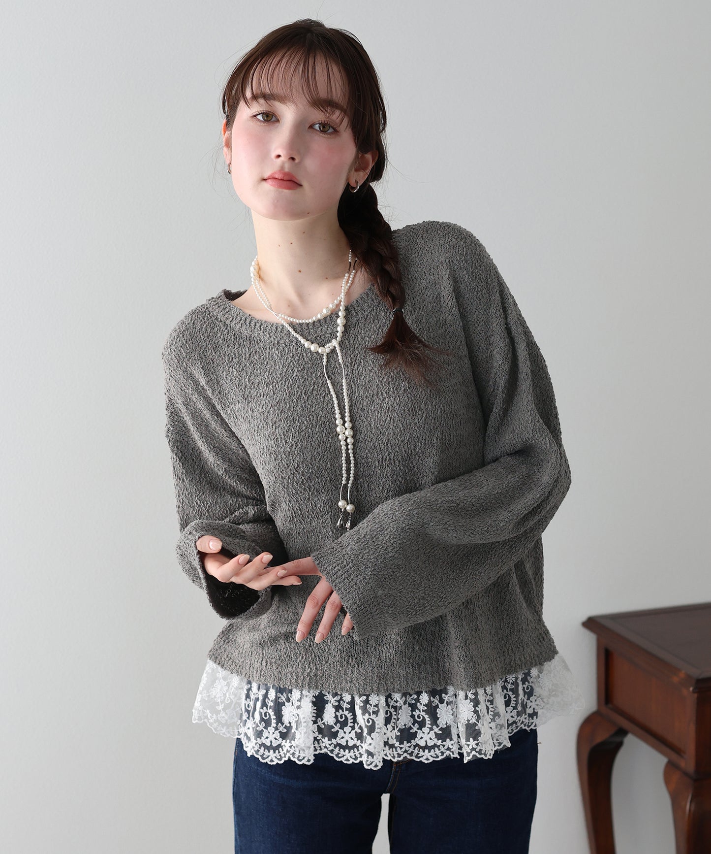 レースドッキングニット