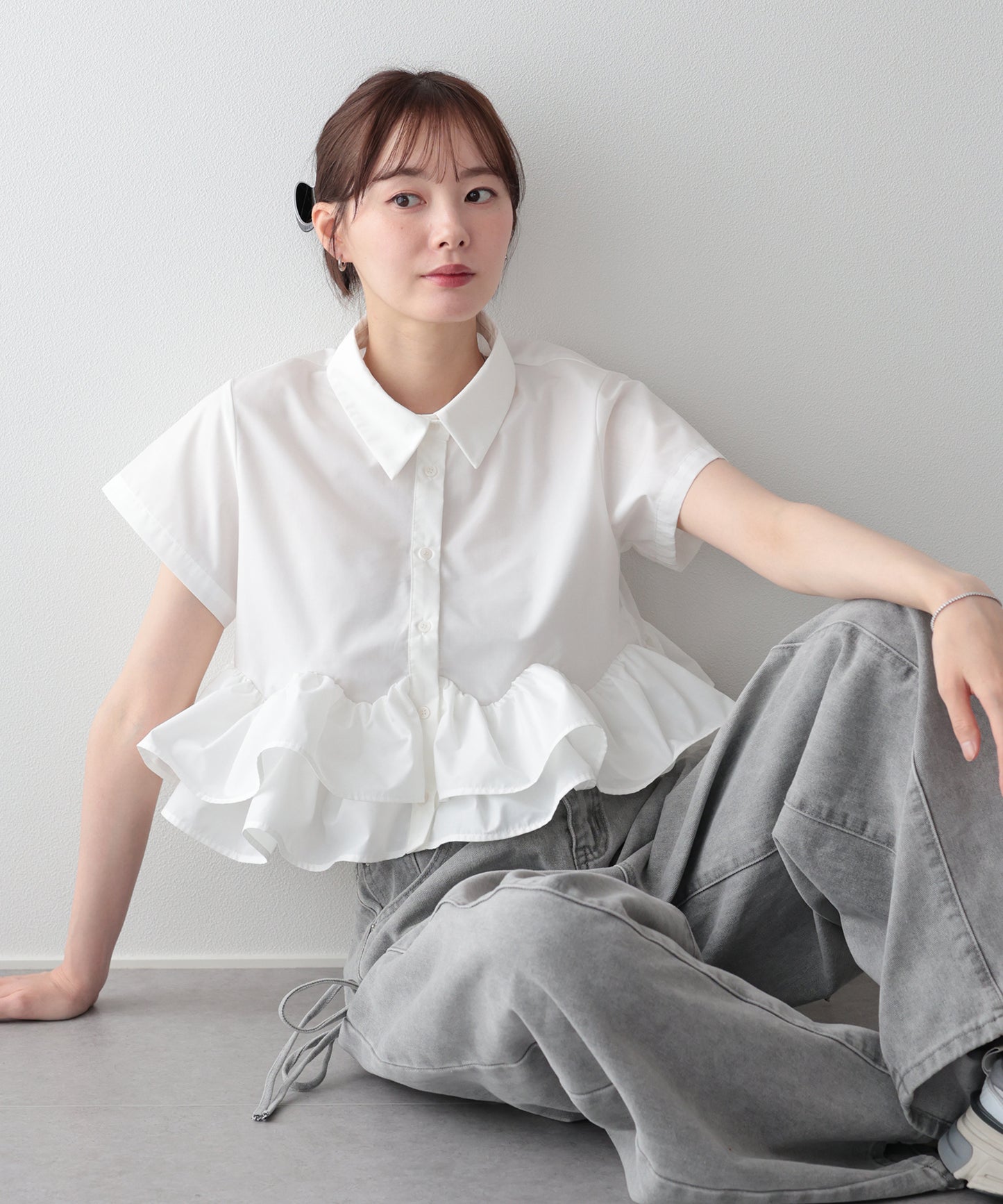 【早割5％OFF】フリルヘムブラウス【メール便】