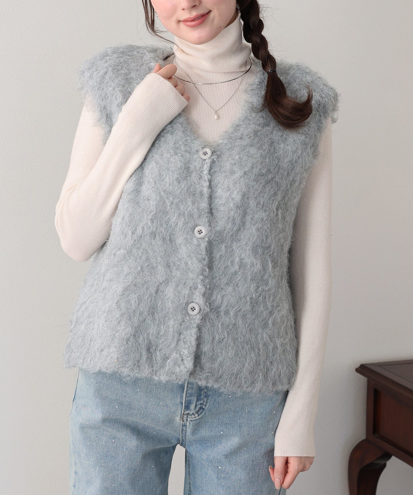 【早割5％OFF】プードルシャギーニットベスト