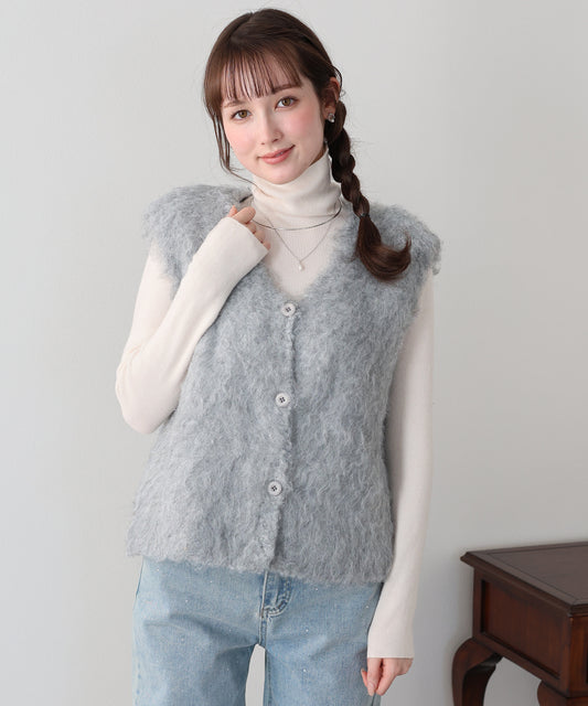 【早割5％OFF】プードルシャギーニットベスト