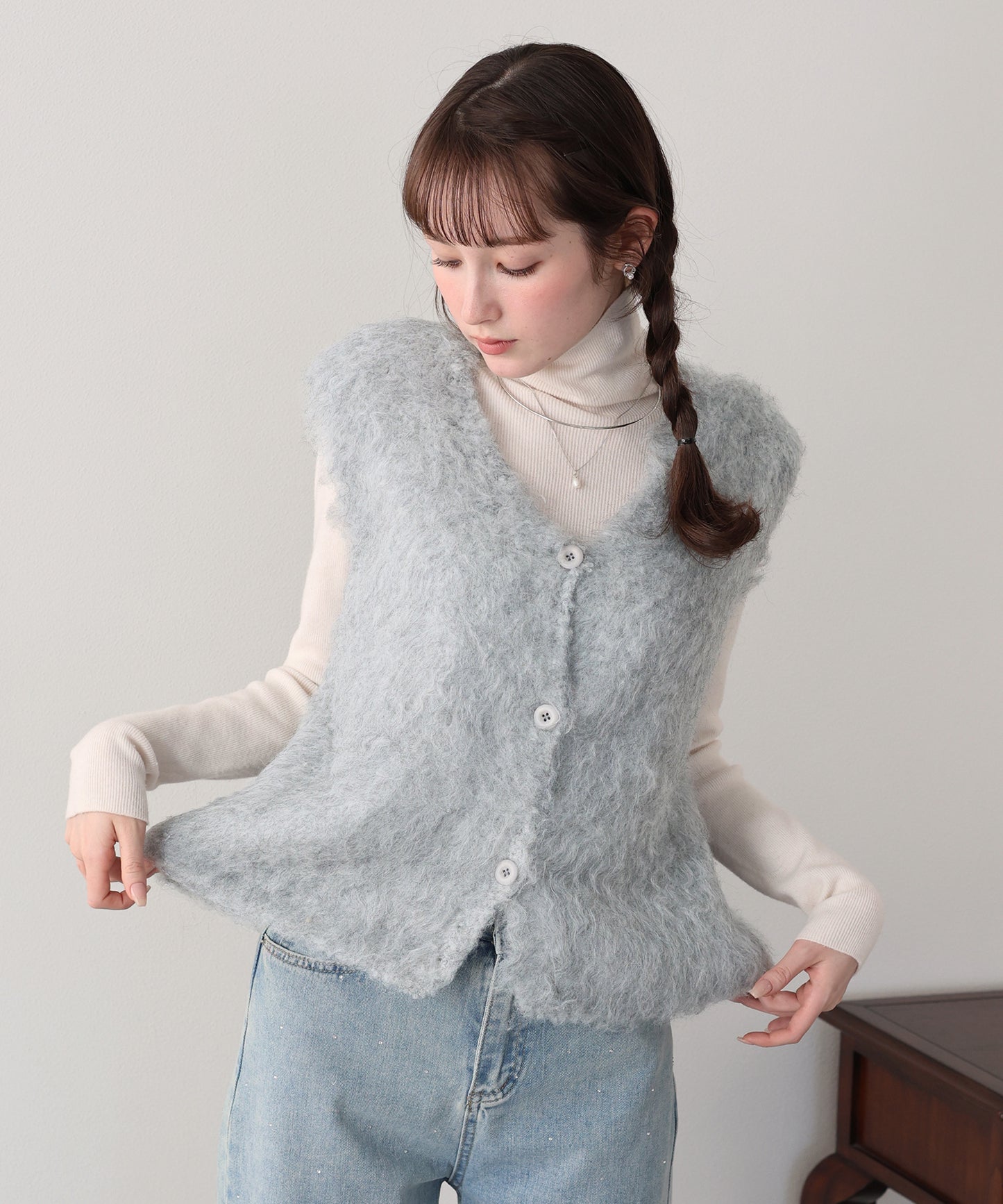 【早割5％OFF】プードルシャギーニットベスト