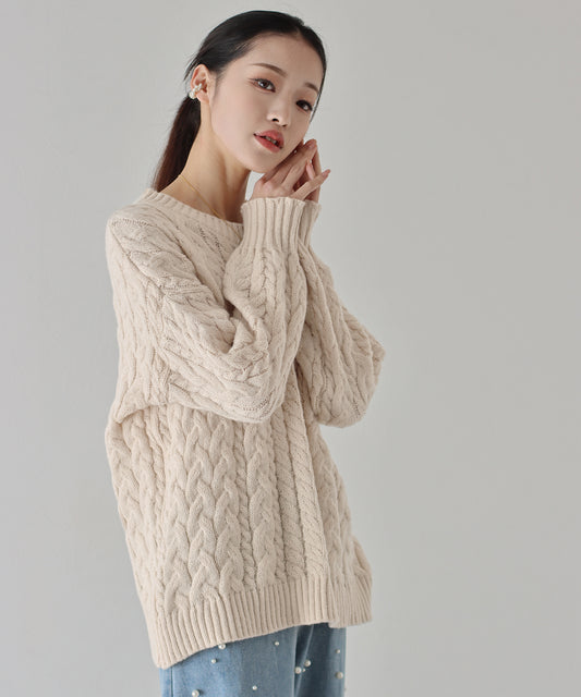 【SALE】ボリュームケーブルニット