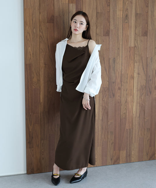【早割5％OFF】レースドレープキャミワンピース