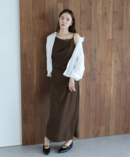 【早割5％OFF】レースドレープキャミワンピース