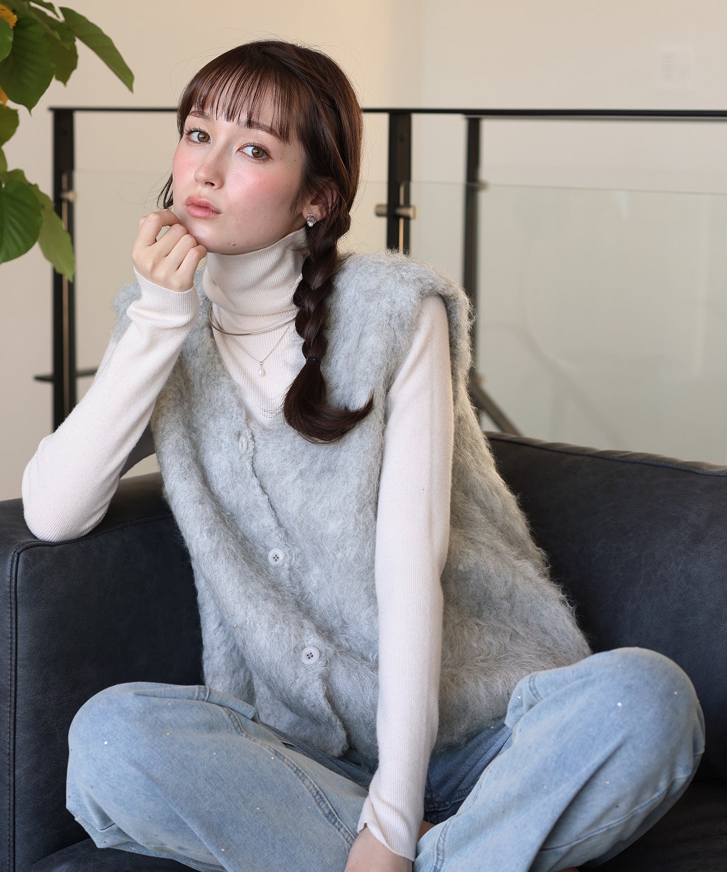 【早割5％OFF】プードルシャギーニットベスト