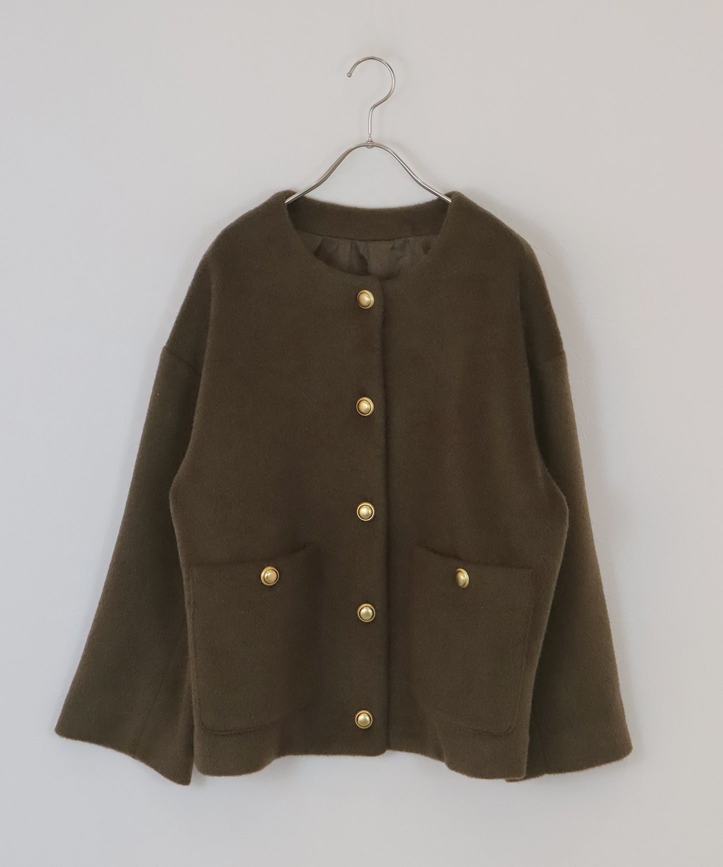 金ボタンウールシャギーコート[J by blue]