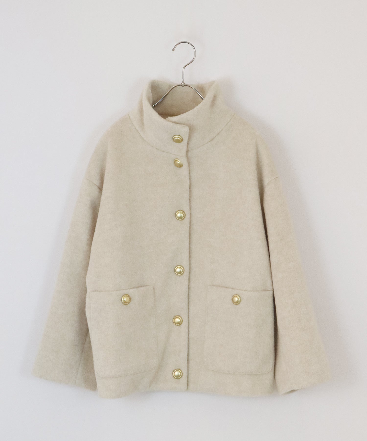 ゴールドボタンスタンドウールシャギーコート – BLUE ONLINE