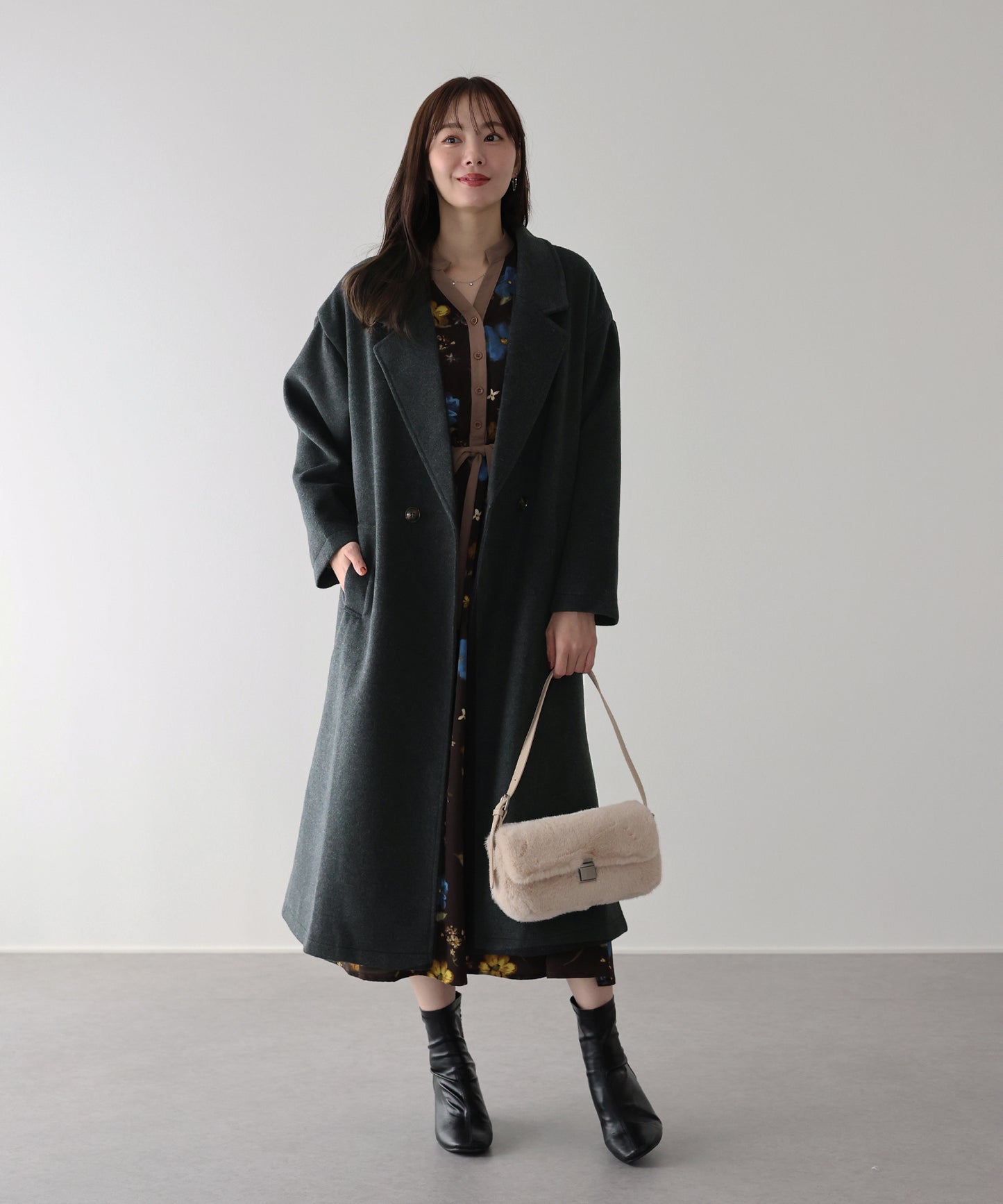 テーラードウールロングコート