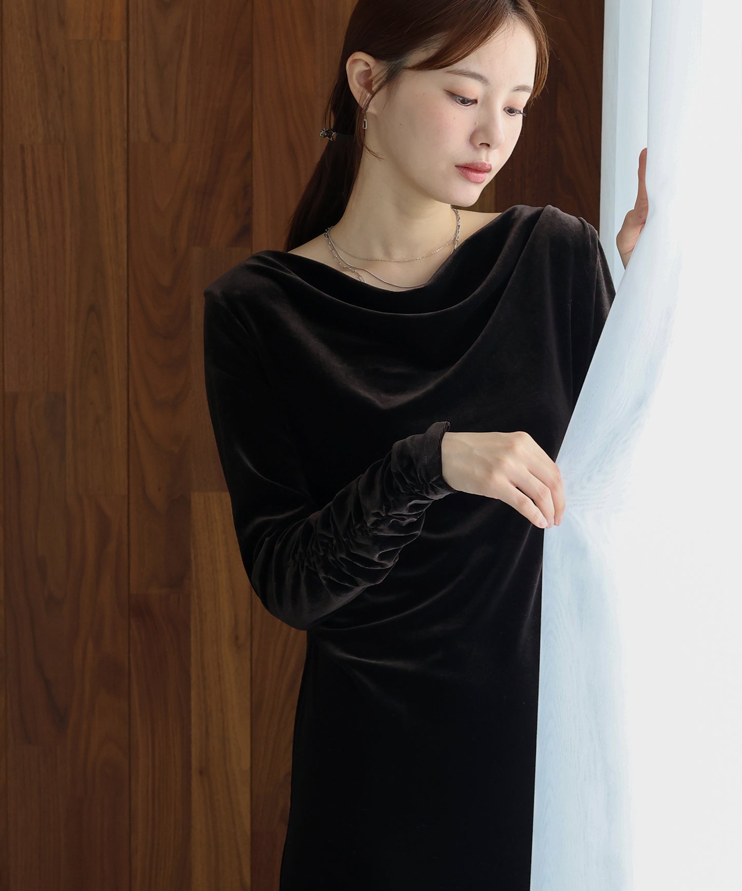 【早割5％OFF】ドレープベロアマキシワンピース