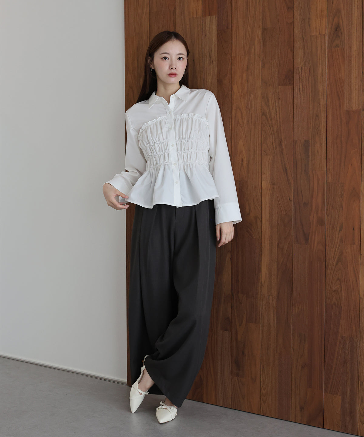 ペプラムシャーリングシャツ